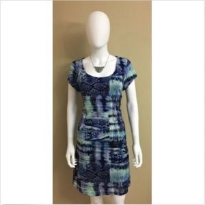 One World Blue Abstract Dress Abstract Size Large